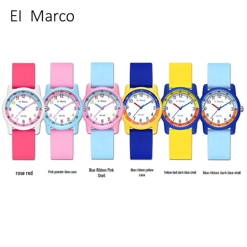Marco Quartz Unisex Children's Sports Watch - Simple, Stylish, Waterproof with Color Block Design for Students