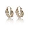 2026 Trendy Hollow-out Hoop Earrings Zircon Inlaid Champagne Gold Triple Layer Ear Buckles for Women