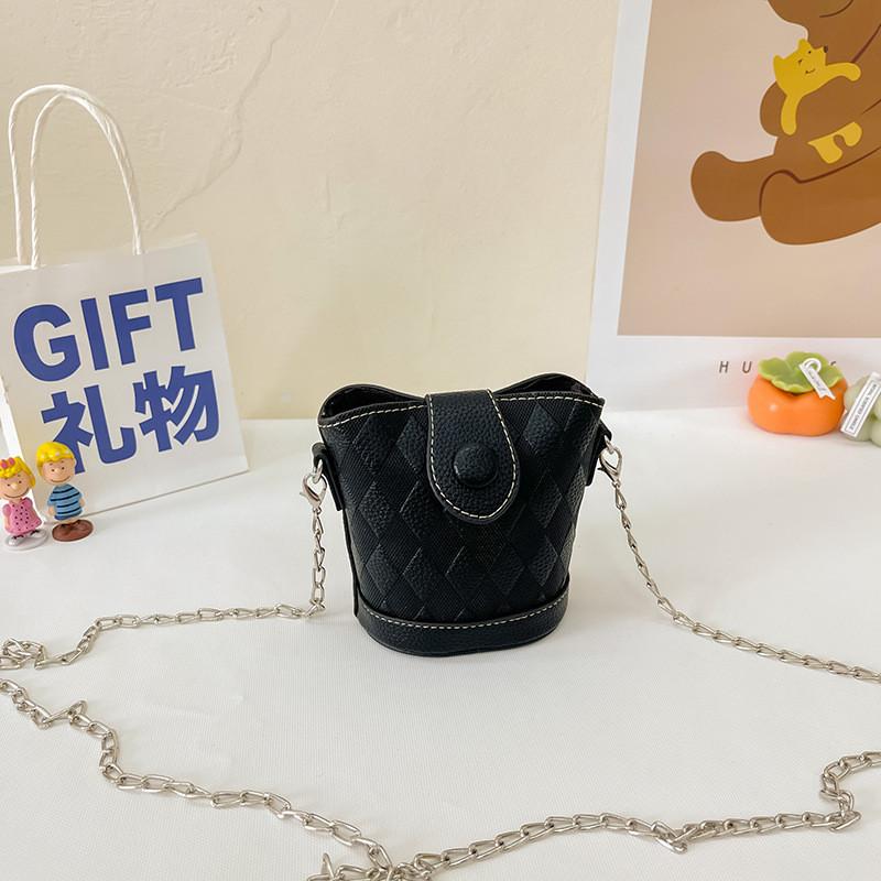 Cute And Stylish Mini Bucket Bag For Girls Versatile Chain Sling Bag In Modern Colors Black
