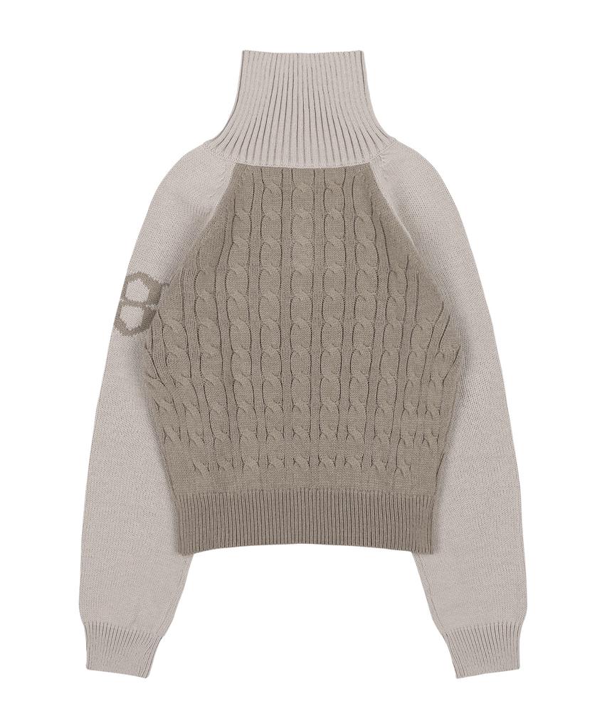 FANCY CLUB Mini Pocket Knit Half Zip (Brown)_F24Zb053