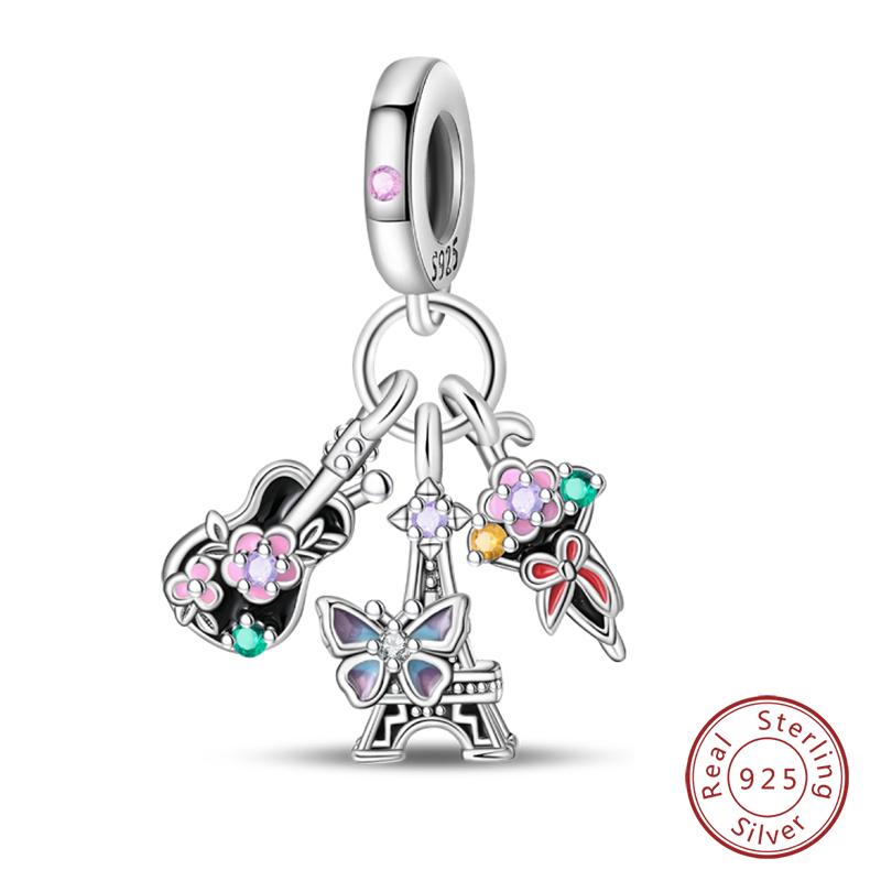 100% Copper Cute Little Bear Butterfly Flamingo Charms Beads Rose Princess Pendants Fit Diy Bracelets Jewelry Gifts