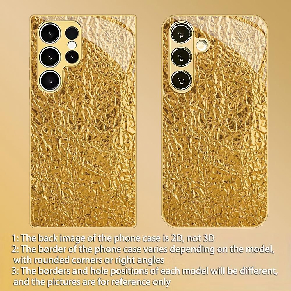 Vergoldetes gehärtetes Glas Handyhülle geeignet für Samsung Galaxy S26 S25 S24 S23 S22 S20 FE/Ultra/Plus sturzsichere Rückabdeckung