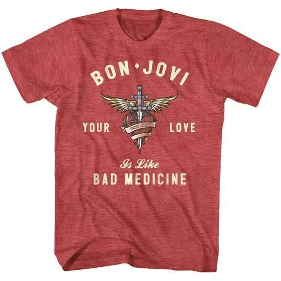 New BON JOVI Bad Medicine Heart & Dagger LICENSED BAND T-Shirt 2XL