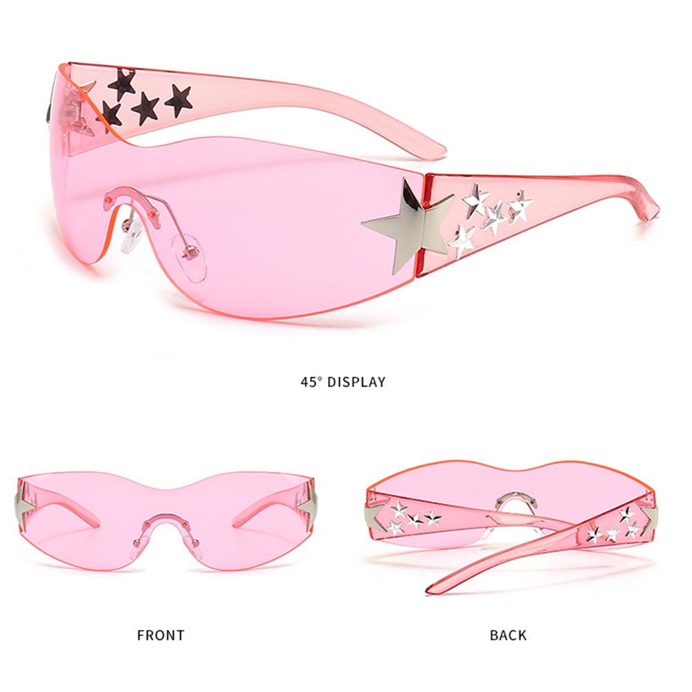 Lunettes de Soleil Tendance Cyclisme Voyage Cool Protection Uv400 Mode Nuances Enveloppantes Décor Étoiles Lunettes de Soleil Sans Monture