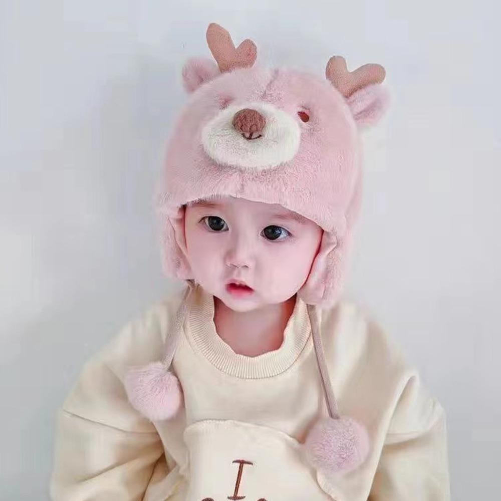 Plush Winter Baby Hat For 2-8 Months Baby Toddler Bonnets Cartoon Baby Warm Cap  Baby
