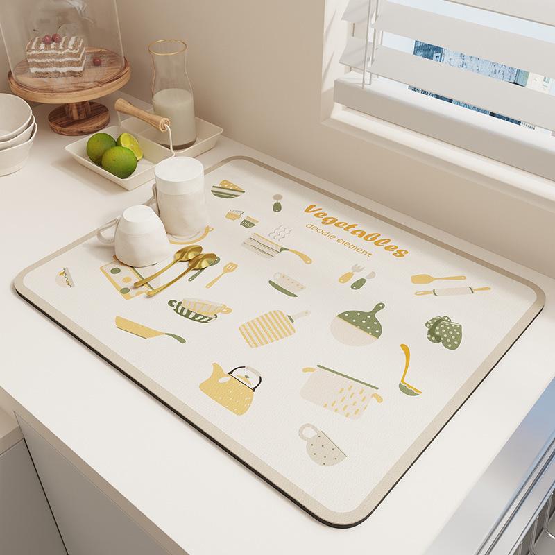 Абсорбирующий коврик для сушки посуды из диатомита быстросохнущий термостойкий нескользящий защитный коврик для кухонной столешницы для посуды 4050cm 1178₽