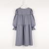 L By L Blue Square Neck Shirred Dress