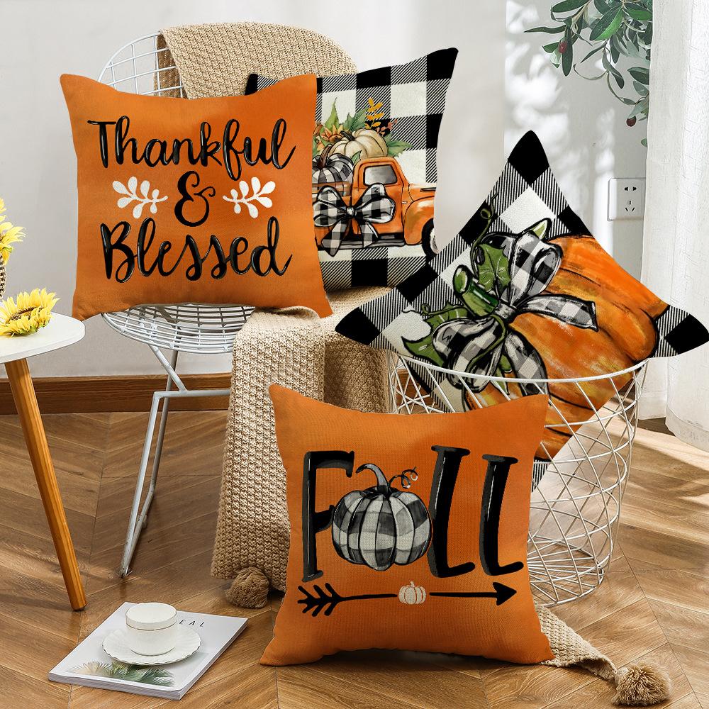 Autumn Thanksgiving Letter Print Pillowcase Festive Atmosphere Decoration Bedroom Living Room Sofa Pillowcase