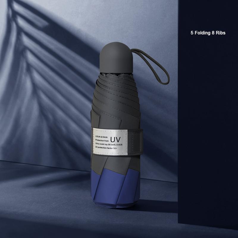 

Мини-зонт с 8 ребрами, ветрозащитный, защита от УФ-лучей, 5 складной зонт, портативный дорожный дождевик, женский зонт, карманный детский UPF