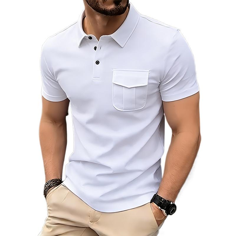 Man Pocket Designer Polo Shirt Summer Tops Short Sleeve Solid Color Golf Camisa Streetwear Masculina Mens Tee Shirt Homme