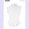 American niche design pure desire Spice Girl style short-sleeved T-shirt women's semi-turtleneck ant waist vest fashion bottoming top