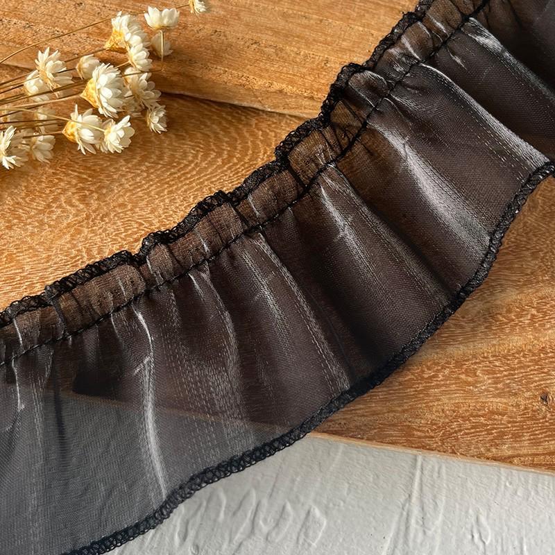 Material organza din dantelă neagră pentru îmbrăcăminte și accesorii DIY - Decorare decolteu și tiv fustă