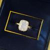 2025 S925 Silber 8x11mm Dicker Quadratischer Ring mit Weißer Eisblumen-Schliff, Zargenfassung und Hochkohlenstoff-Diamant