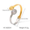 Gold and Silver Two-tone Stainless Steel Star Bangle, Instagram Style Wide Band Titanium Steel Open Bracelet