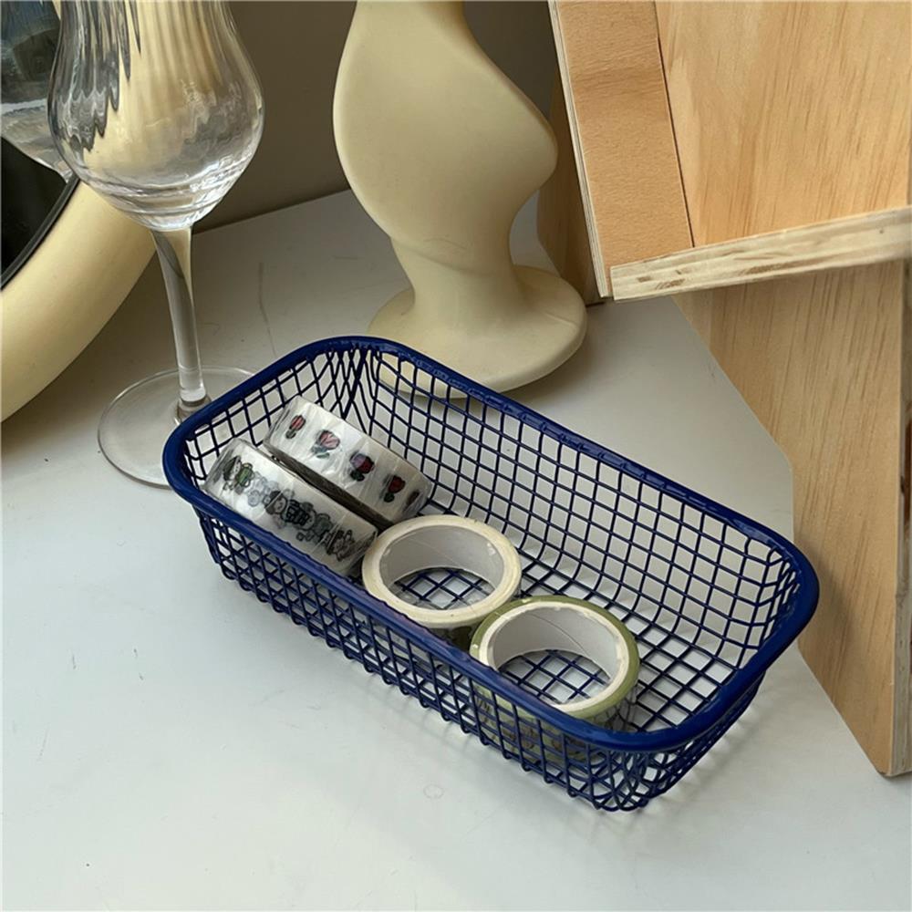 Metal Storage Basket Desktop Sundries Organizer Photocards, Stationerry,Make Up Sorting Holder Office Home Suppliers