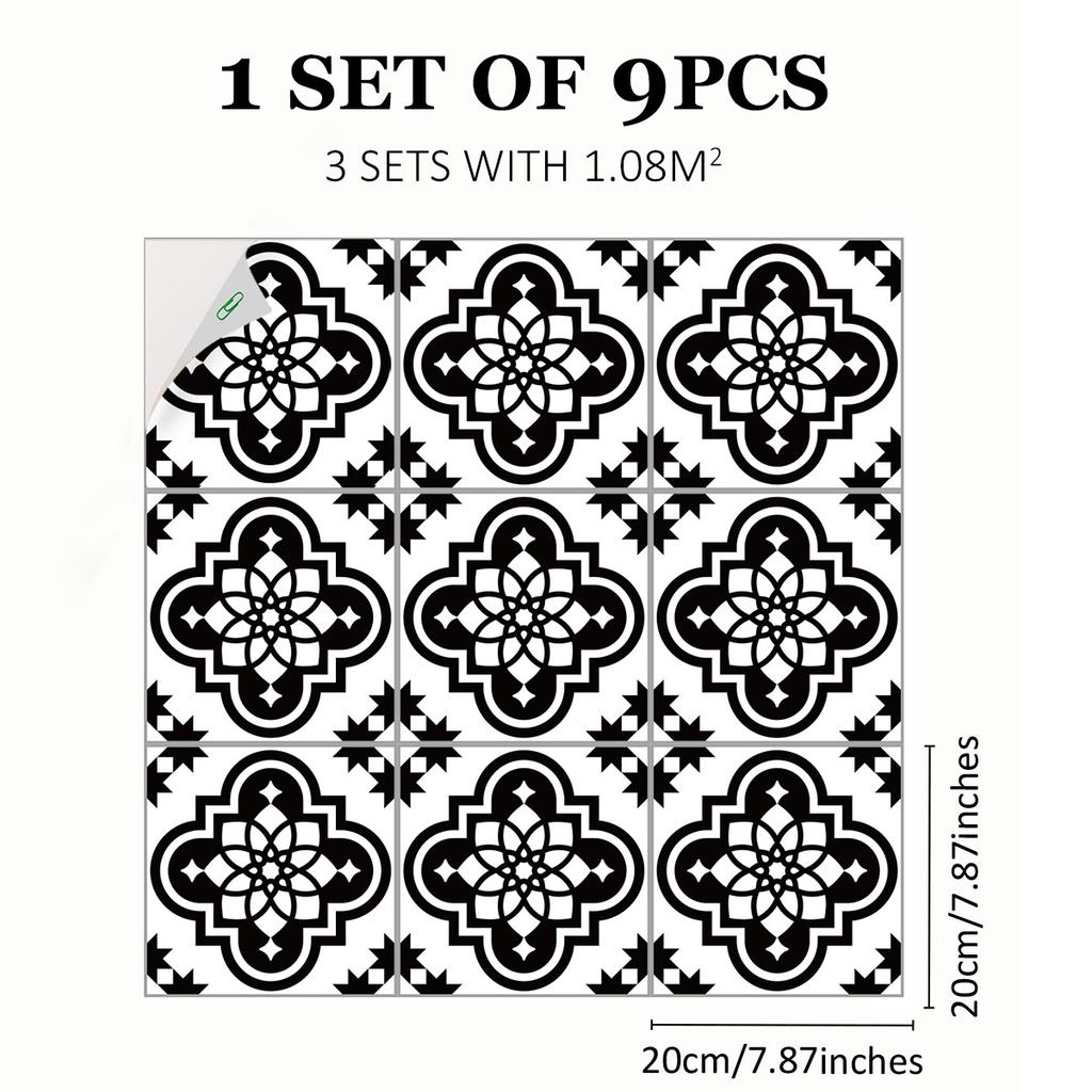 Mediterranean Wind Thickened Living Room Wear-Resistant Retro Pvc Floor Sticker Matte Floor Tile Self-Adhesive Bathroom Wall Sticker