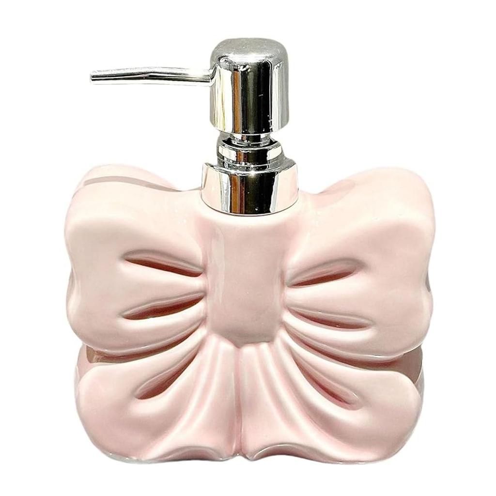Cute Bow Shaped Soap Dispenser Bathroom, Shower Hand Sanitizer, Ceramic Soap Dispenser Lotion/shampoo Pump Bottle