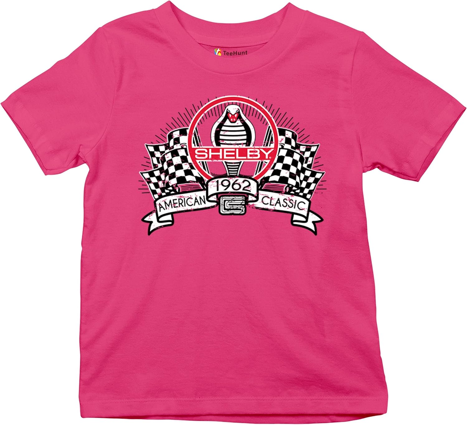 1962 Shelby American Classic Jugend T-Shirt Vintage Mustang Cobra Racing GT500 GT350 Muscle Car Powered by Ford Kinder M bunt