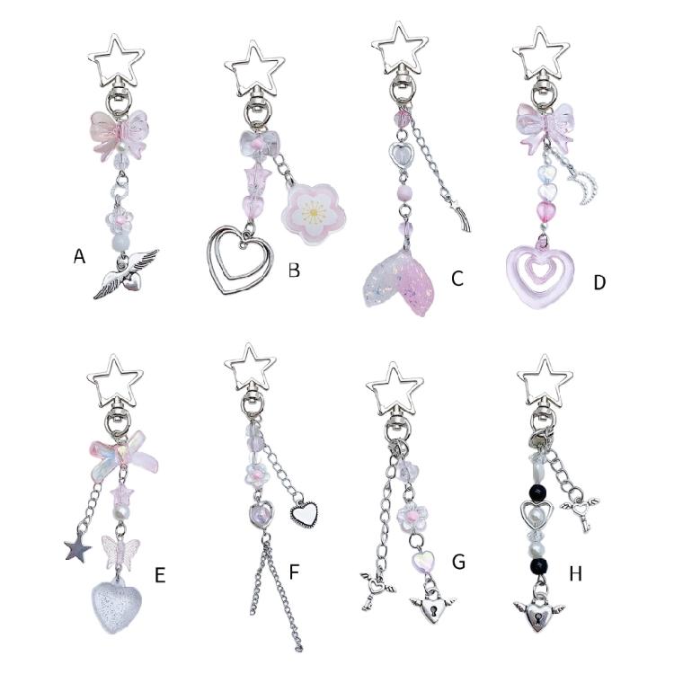Multicolor Car Keychain for Women Stylish Pentagrams Keyrings for Fashion Lovers