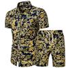 Men Sets Men Clothing Short Sleeve Shirt Shorts Set Floral Printed 2 Piece Set Summer Beach Wear Outfit for Men