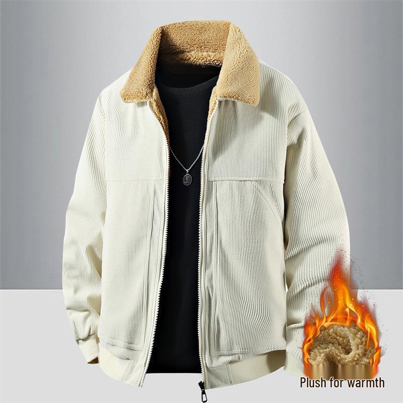 Men's Corduroy Velvet-Lined Winter Jacket - Trendy Casual Lapel Style 2025