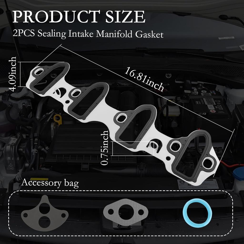 2PCS Intake Manifold Gasket Replacement OEM#MS98016T,Car Manifold Gasket For Sealing Cooling Lanes,Durable Intake Gaskets Set Compatible With