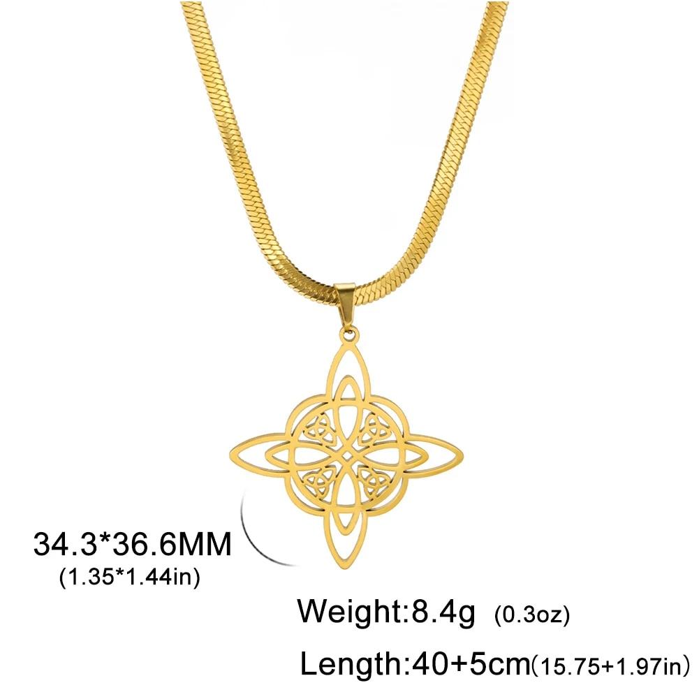 Vintage Witch Knot Necklace for Women Luck Pendant Irish Celtics Protection Amulet Stainless Steel Witchcraft Wicca Jewelry Gift