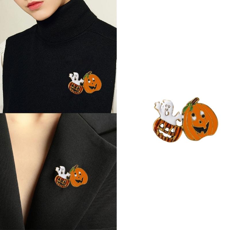 Festive Halloween Wraith Pumpkin Brooch Spooky Party Accessory For Costume Decoration And Outfit Enhancement