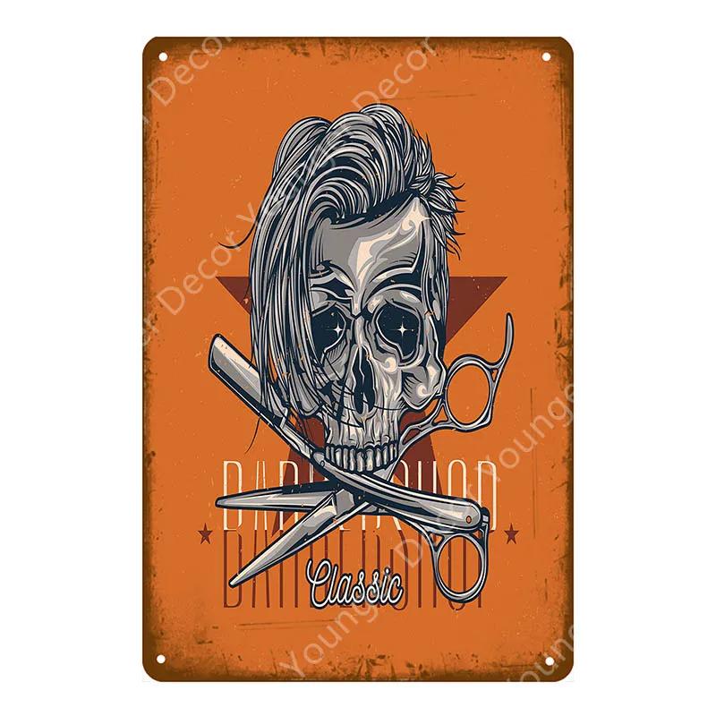 Vintage Barber Shop Metal Signs Shaving Hair Cut Poster Cafe Bar Pub Retro Plaque Haircut and Shave Beard Iron Plates YL002