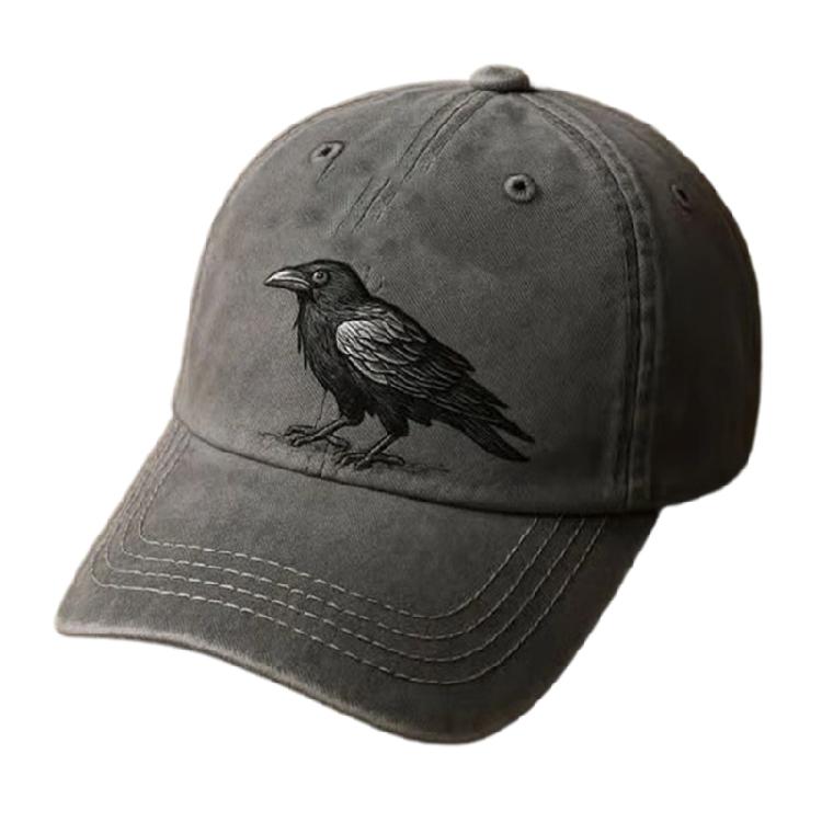 Crow Design Baseball Cap Gothic Adjustable Strap Baseball Hat for Music Festival and Theme Event Gathering Headwear