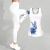Completo Yoga con Stampa Farfalla per Donna Moda Leggings da Allenamento Fitness Sportivo Set Yoga Casual Tuta Sportiva