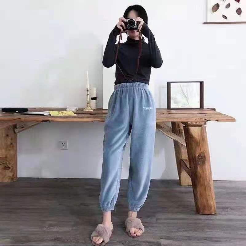 Warm Fairy Warm Pants Coral Fleece Home Fur Thick Casual Loose Outer Wear Winter Sleepwear Girl