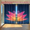 2D FLAT PRINTING 2pcs Curtains (Without Rod) Glowing Lotus On Water Modern Fashionable Curtainments During the New Year Holiday