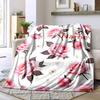 Soft Pink Blooms Throw Customizable Blanket Personalized Text Comfortable For Sofa Couch Office Bed Picnics For All Occasions Playful Design Ideal