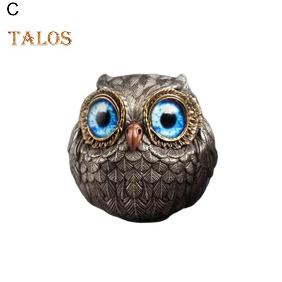 1/3 szt. Ręcznie robiona realistyczna statua sowy z dużymi oczami, misterne pióra, metalowa figurka sowy, wystrój domu