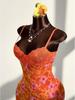 2025 Cross-border Sexy Lace Slip Dress: Waist-cinching Retro Floral Print, Backless, Hip-hugging, Ruffled Design.
