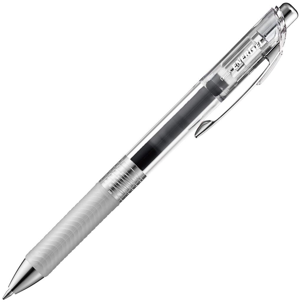 Pentel EnerGel Infree Gel Ink Ballpoint Clear 10 Pens 0.7mm Pen, Barrel, Black, BL77TL-A,