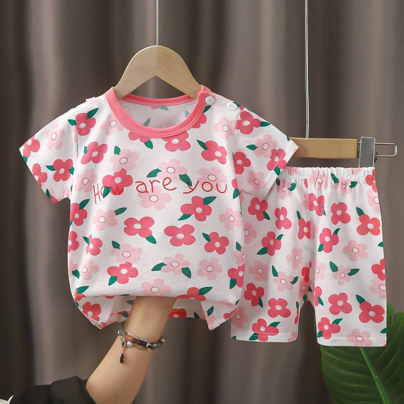 Baby Cotton T Shirt And Shorts Set With Animal Prints For Summer Toddler Wear