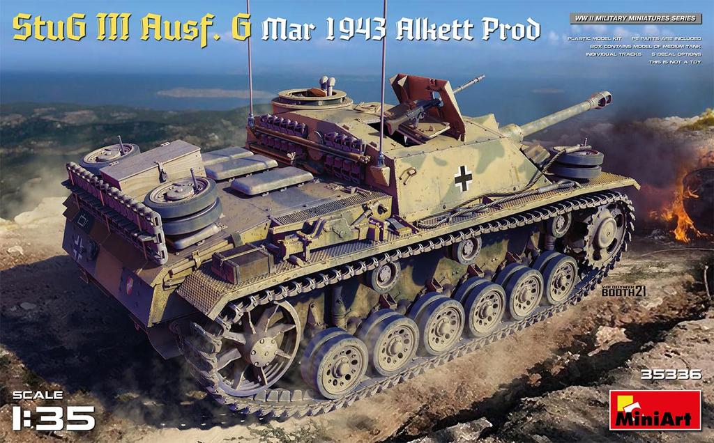 Miniart scale German III March Alkett Plastic Model MA35336 1/35 Sturmgeschütz Ausf. G, 1943, Kit,