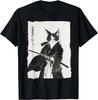 2025 Men's Summer Samurai Cat Art Pattern Harajuku T-shirt Y2k Comfortable and Loose Top