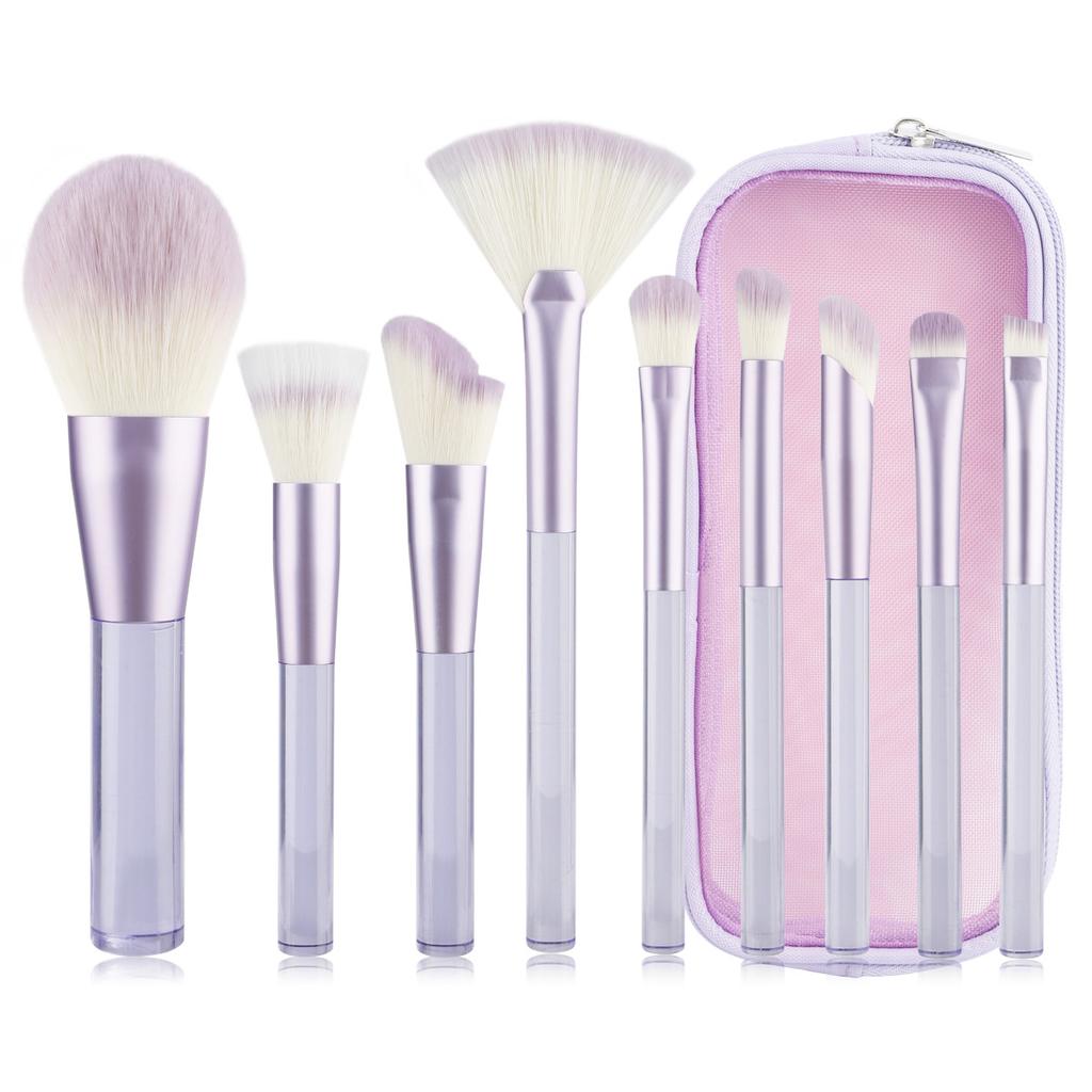 New 9 transparent handle makeup brush cover brush loose powder blush brush grooming brush eyeshadow brush beginner beauty tool