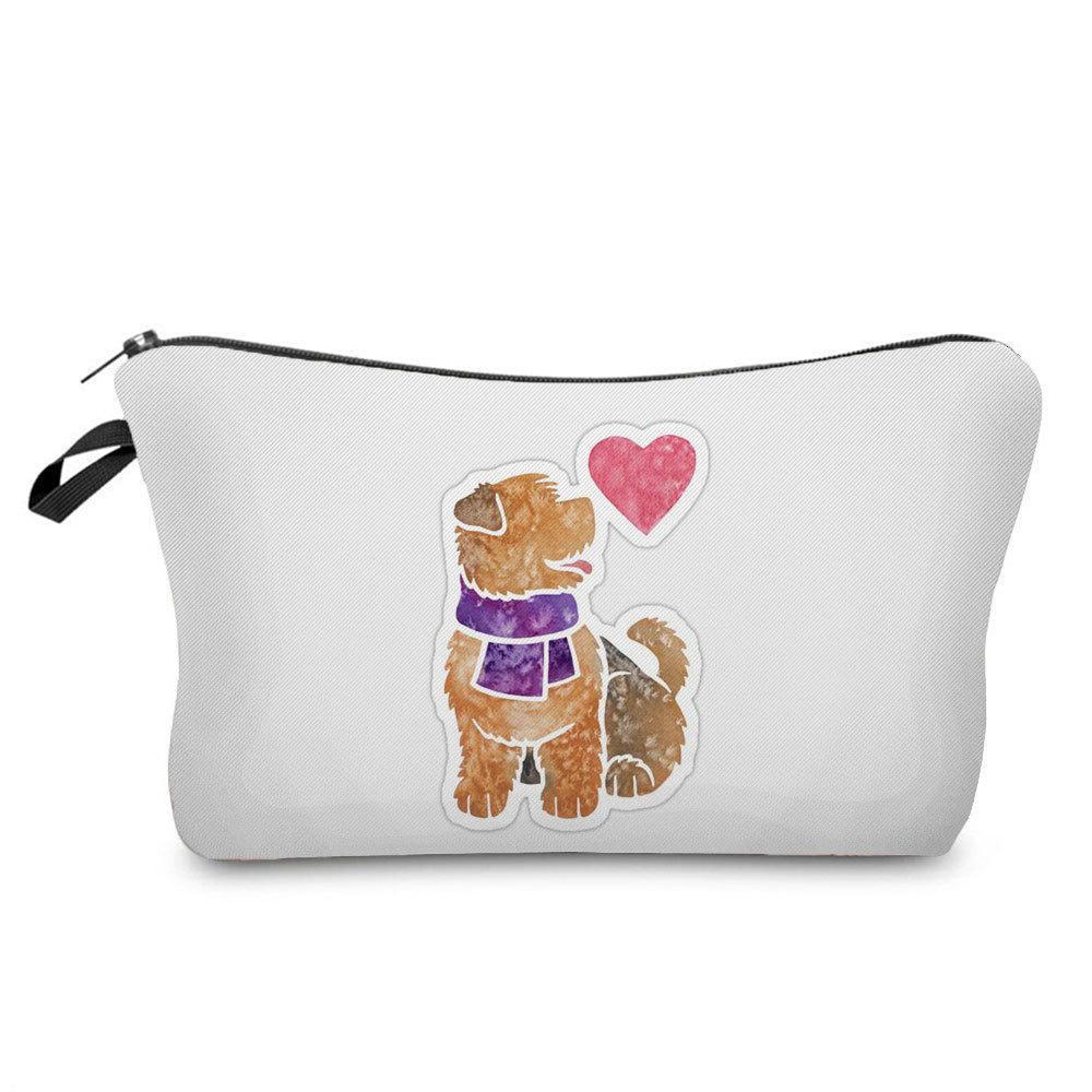 Women Dog Print Cosmetic Bag Toiletries Organize Travel Storage Case  6402