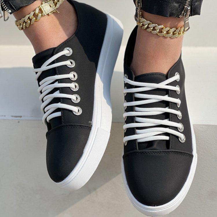 

2024 Женские массивные кроссовки Женская повседневная обувь на плоской подошве Женские кроссовки на платформе Женские удобные модные низкие кроссовки 36 чёрный