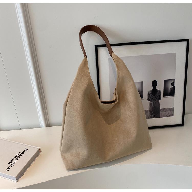 Suede bag women's large-capacity autumn and winter versatile single shoulder mother and child bag commuter tote bag