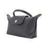 Longchamp Le Pliage Green 17 Solid Color Short Handle Zipper Snap Leather Trim Makeup Bag Tote Women bags Graphite-Gray 34175919P66