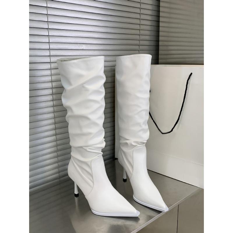 Long Boots 2026 Autumn and Winter Pointed Pile Boots Thin Heel Black Long Tube Boots Women's High Tube Boots Knight Boots