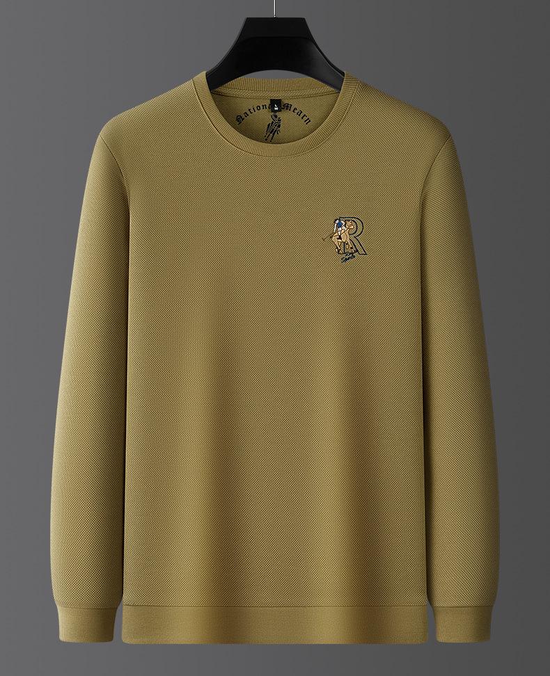 Python Dragon 2026 Autumn/Winter Men's Embroidered Waffle Round Neck Sweatshirt - Heavyweight Pullover for Middle-aged and Young