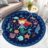 Cartoon Circular Carpet Bedroom Computer Swivel Chair Mat Children's Room Study Desk Floor Mat Silent