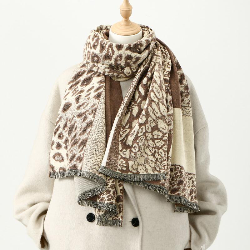 New Hot-selling Leopard Print Imitation Cashmere Versatile Long Towel Women's Office Air-conditioned Room Thickened Warm Trend Scarf