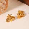 Euro-American Ins Style Stainless Steel Bee Stud Earrings, Unique Trendy Design, 18K Gold Titanium Steel Earrings